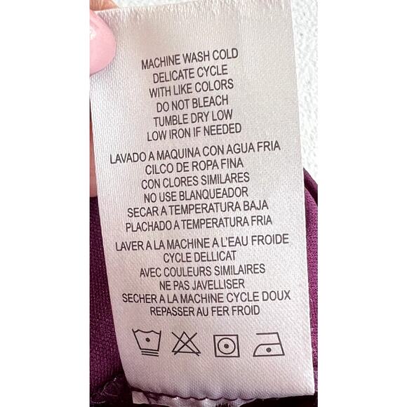 Nina Leonard Chiffon Kjole Trapeze Shift Dress Women Large Purple Lace Coquette - Picture 15 of 16